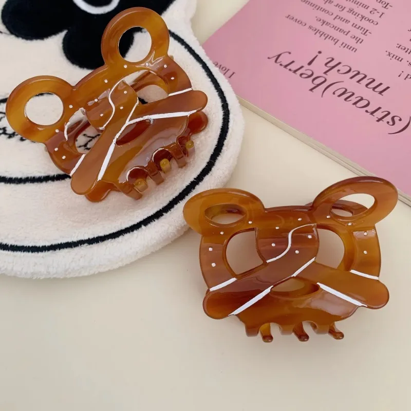 

Sweet Caramel Color Doughnut Hair Claw Acetate Little Bear Donut Bread Crab Hair Clips for Women Girls Hairpins Hair Accessories