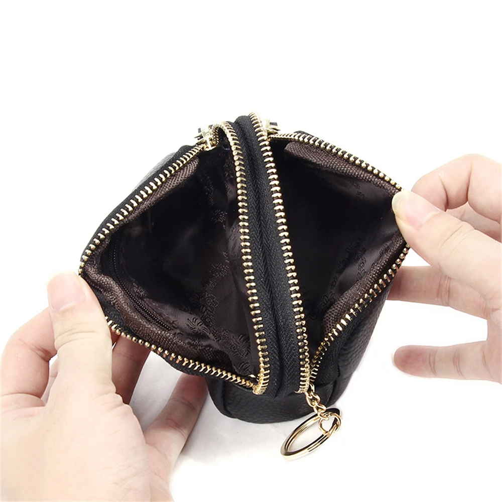 Dual Zipper Pouch Compact Key Coin Bag Women Card Wallet Stylish Mini Pocket Wallet For Gift Travel Everyday Use