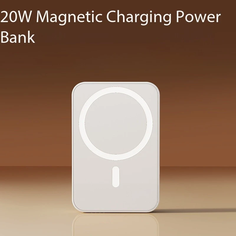 20W Wireless Fast Charging Magnetic Power Bank Ultra‑Thin Compact Portable External Battery Pack For Mobile Phones 5000mAh