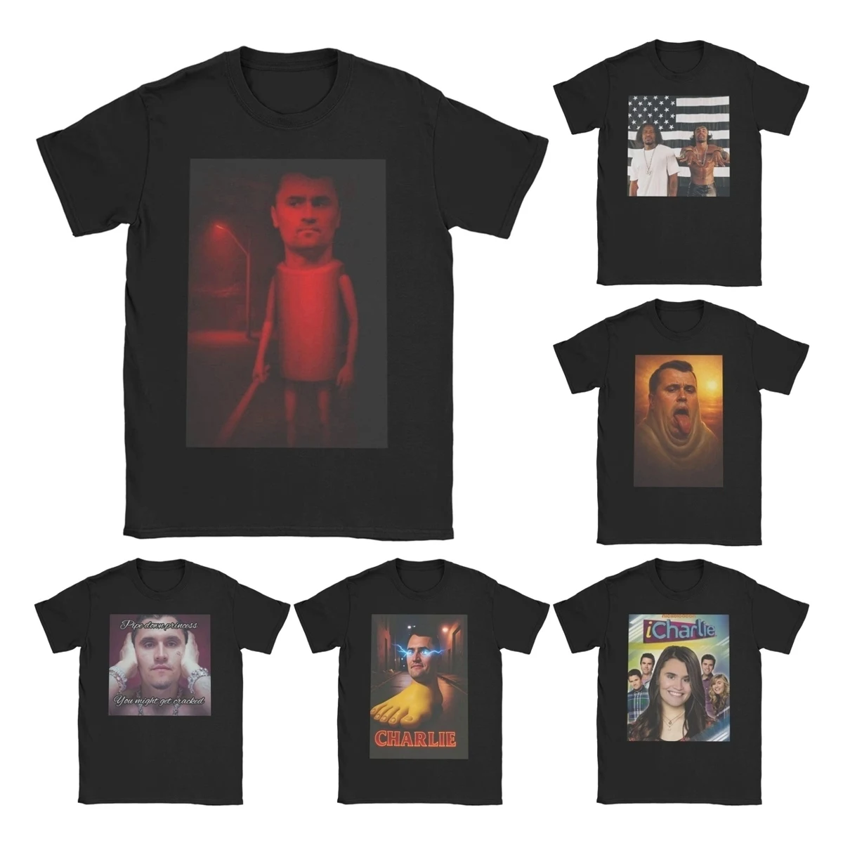 Camisetas masculinas e femininas de algodão com estampa Tung tung tung Sahurkirk Charlie Kirk, gola redonda, manga curta, presente.