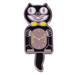 Retro Gentleman Cat Clock Enamel Pin Badge Brooch Gift Backpack Decoration Jewelry