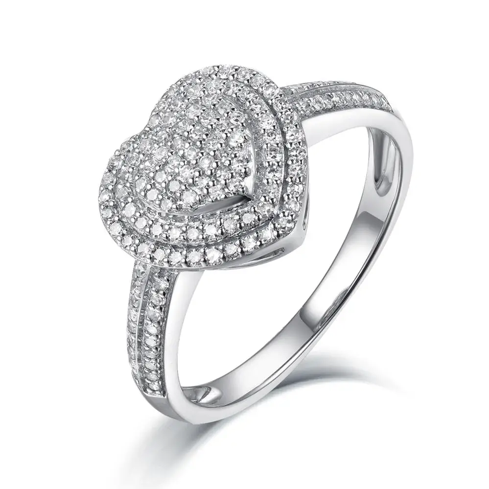 Gold Ring Jewelry Heart Shape Halo Setting Designs Solid 18k Gold Diamond Engagement Ring