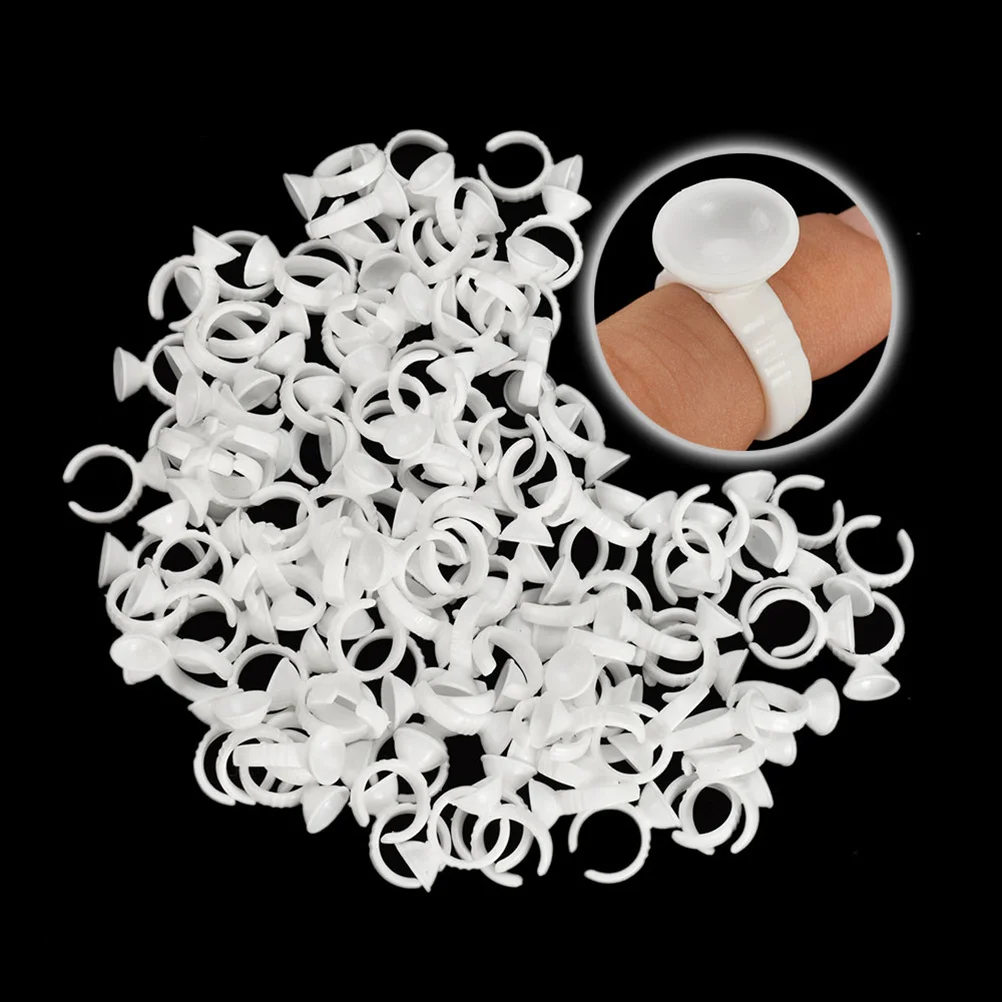 

100Pcs Eyebrow Tattoo Rings Disposable Pigment Ink Caps for Semi Lash Extension Artists Professional Clear S