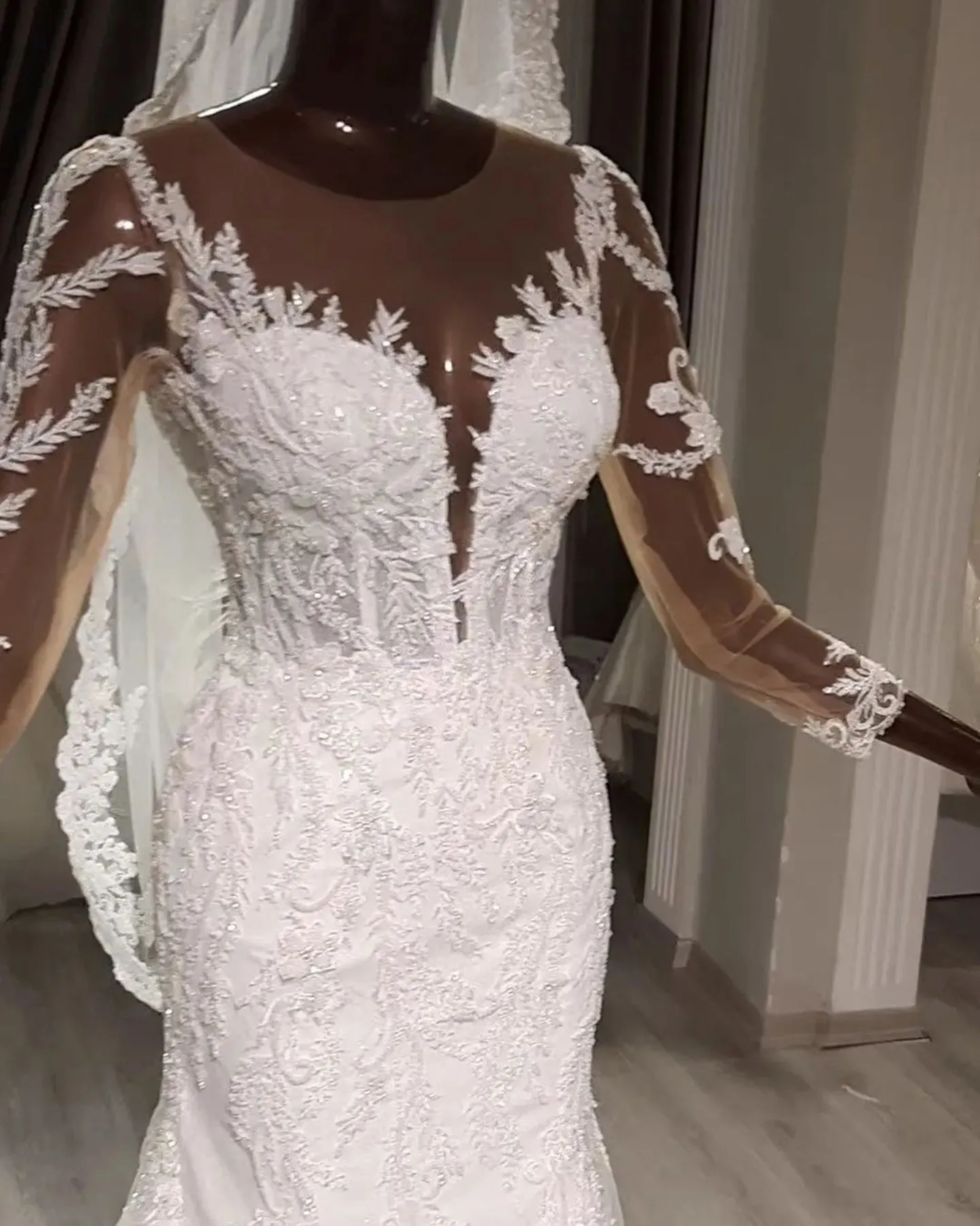 Helen – robe de mariée sirène, col en V profond, manches en dentelle, style Boho, mode bohème, Haute