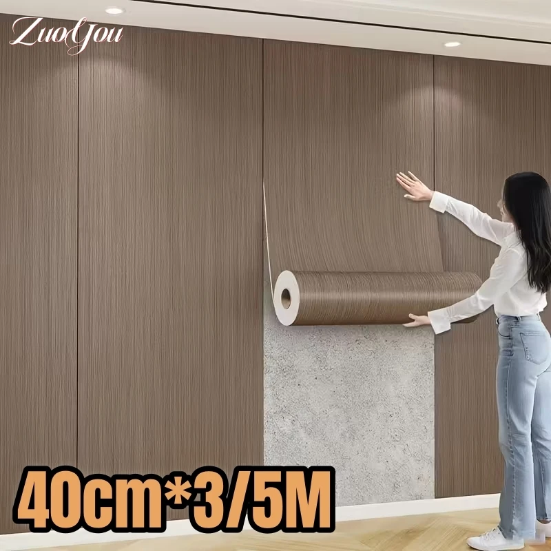 

3/5M Wood Textured Wallpapers Home Decor Waterproof Self-Adhesive Peel & Stick Wallpaper Thickened Wall Panels for Living Room