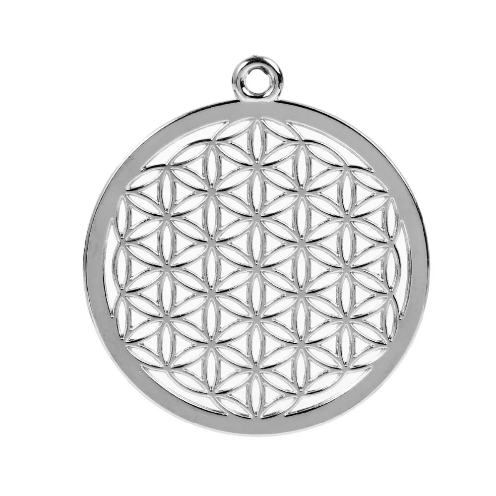 8Seasons Bohemian Flower Of Life Pendants Round Pendants Rose Gold Color Hollow Carved Charms DIY Fashion Jewelry