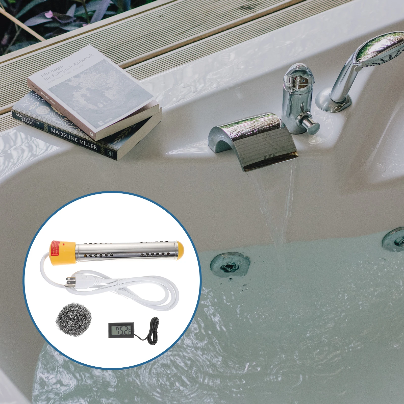 

Portable Immersion Water 1500W Electric Pool for Inflatable Bathtub Bucket Heater Stainless Steel Protective Shell Anti Scalding