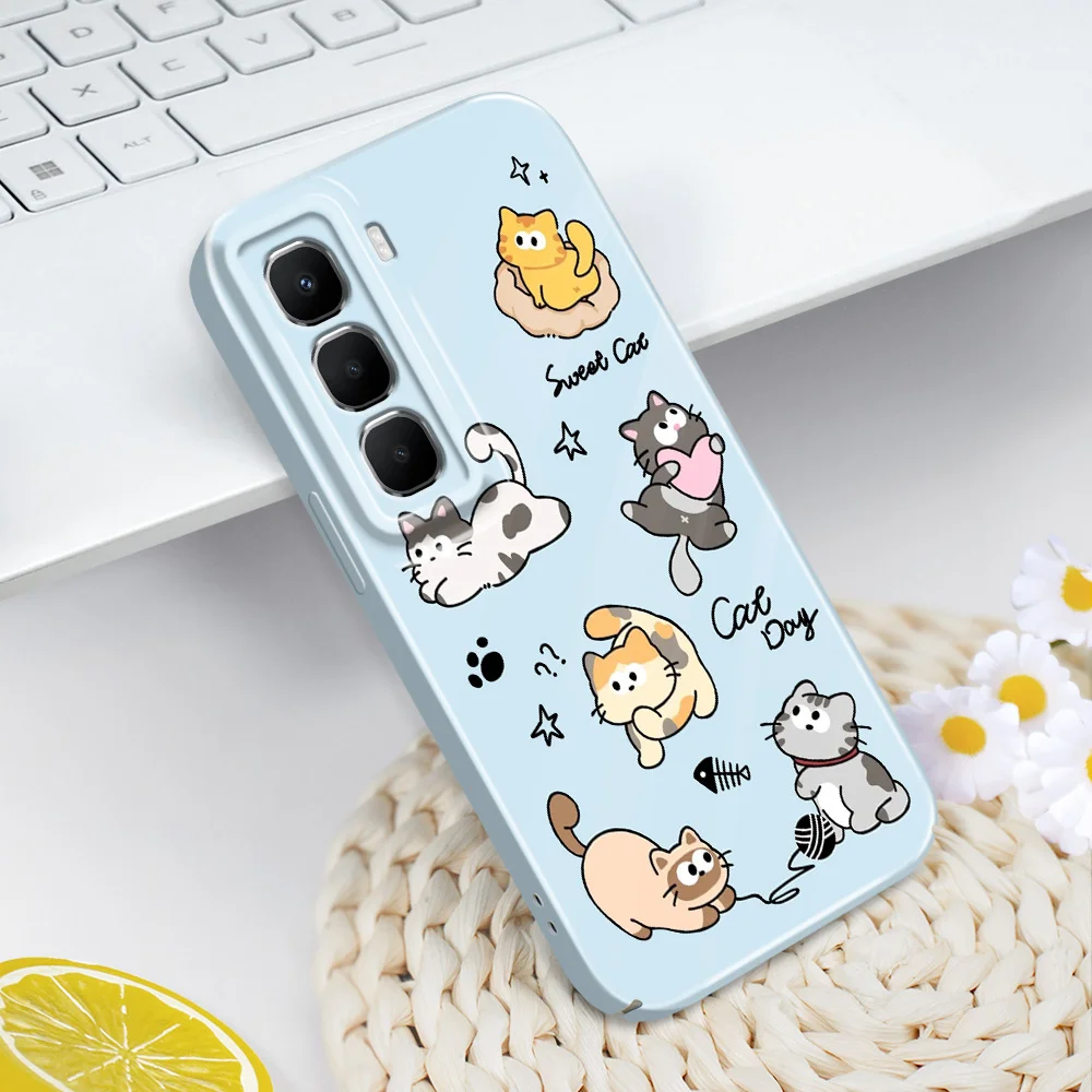 Happy Cat Phone Case For Infinix Hot 60 60I 40 30I 12 10 Note 50 30 Pro Plus Play 4G 5G Film Hard Cover - view 3