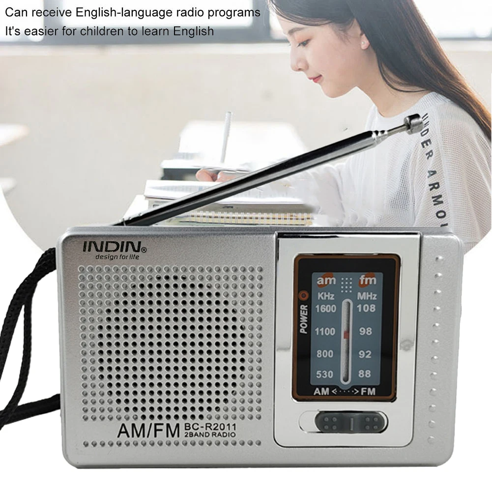 FM/AM Portable Mini Radio Dual Band Battery Operated Radio Built-in Speaker with 3.5mm Jack Telescopic Antenna BC-R2011 BC-R2048