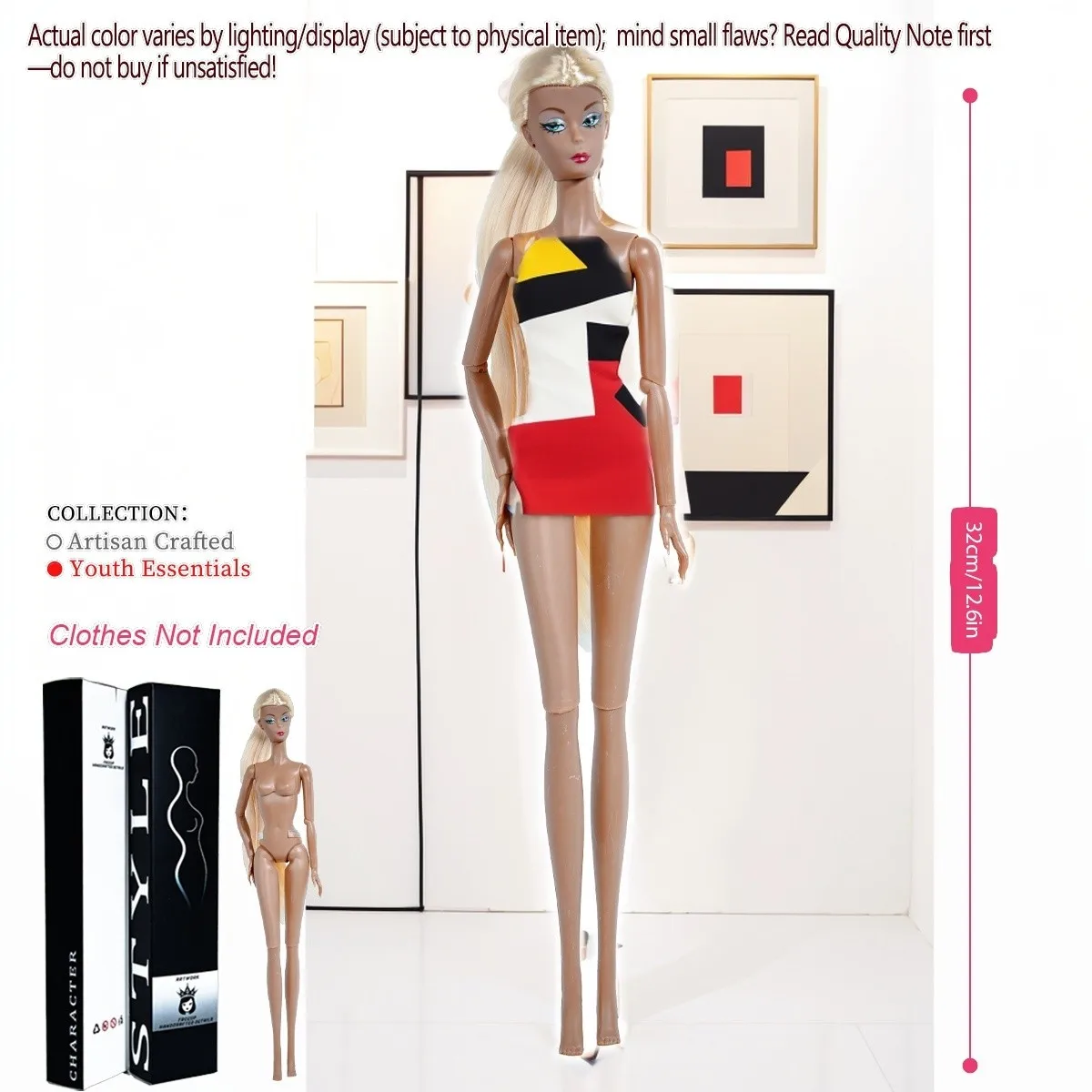 12関節プレミアムコレクタブルフィギュア、12.6インチBJDドール、変更可能なメイクアップクラフトギフト（衣類なし）