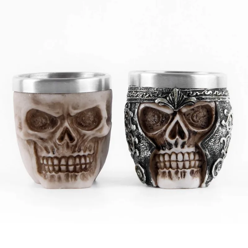 

Gothic Warrior Skeleton Skull Mug without Handle - Unique Heat-Resistant Coffee Cup for Home Bar with Strong Stability Ornament