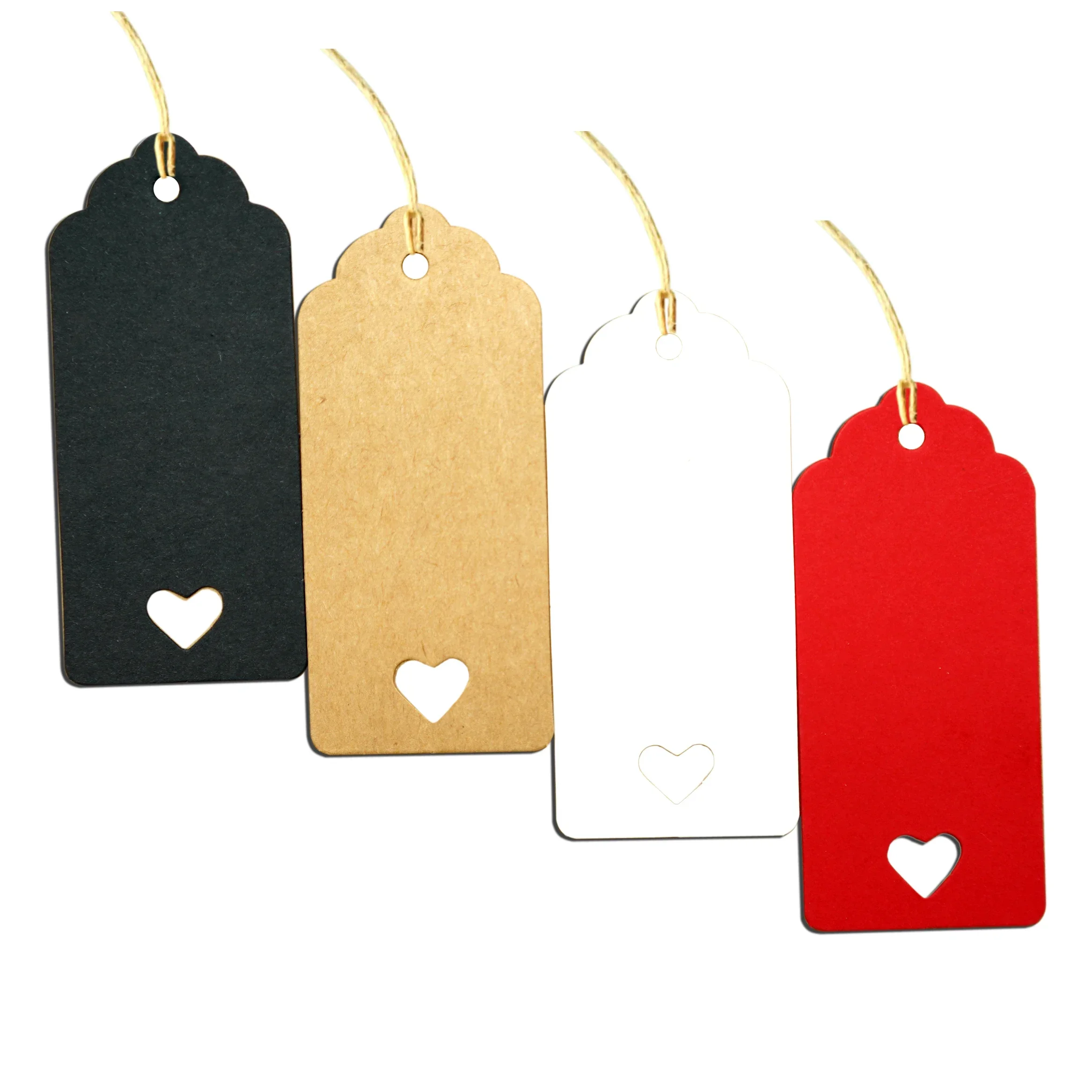 Hollowed Heart Kraft Paper Tags White Black Gift Cards Labels Luggage Bag Wedding Note Blank Price Hang Tag Decor 100Pcs