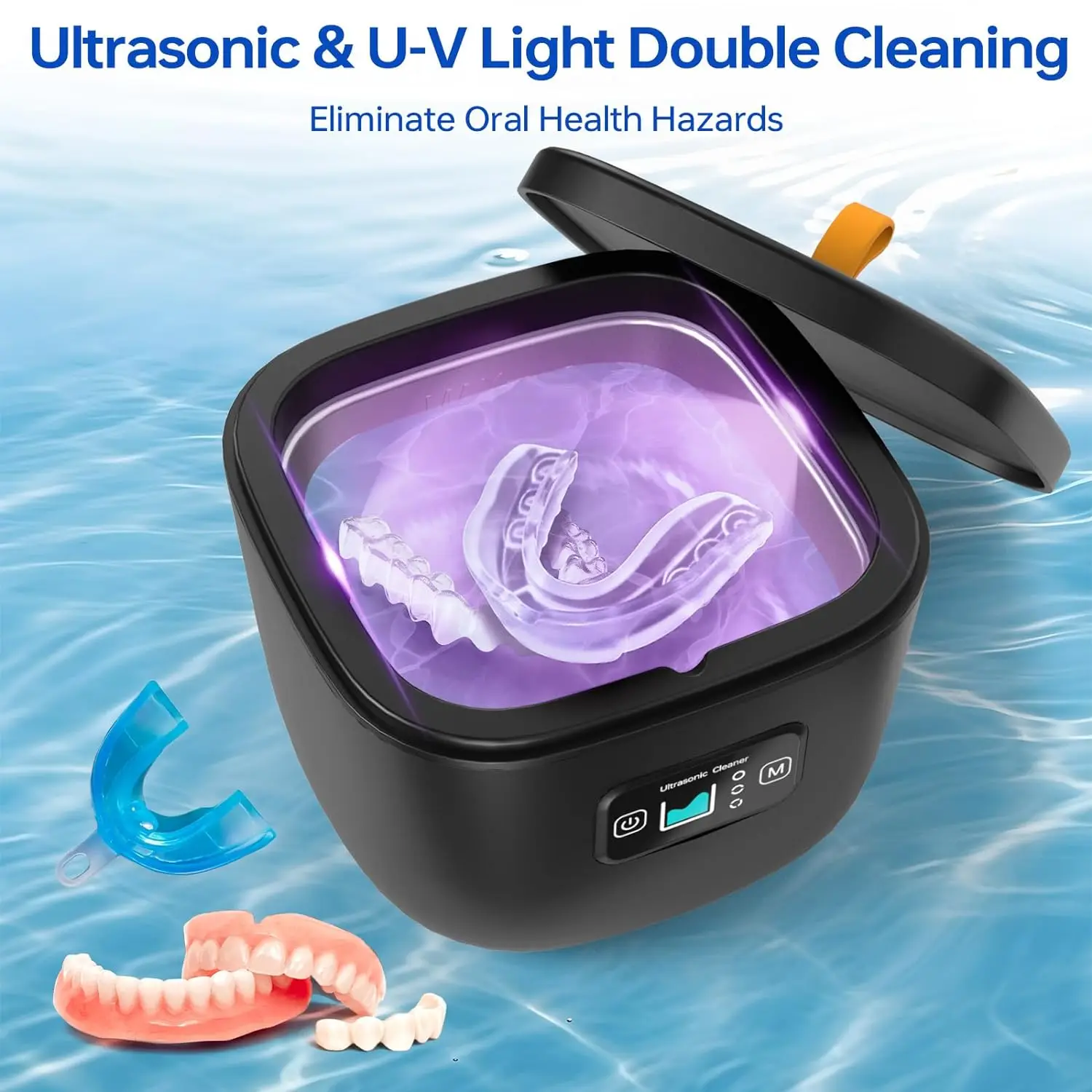 Ultrasonic Cleaner for Retainer Dentures Mouth Guard Aligner Whitening Trays 255ML 43kHz Jewelry Cleaner Ultrasonic Machine