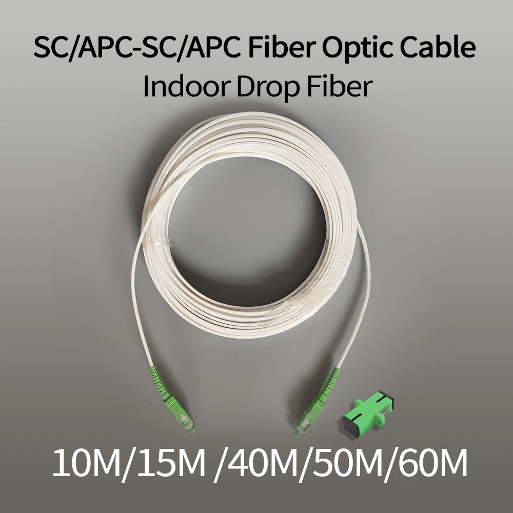 SC/APCto SC/APC Fiber Optic Drop Cable Indoor Single Mode Simplex Fiber Optic Patch Cord Support Custom Length Wholesale