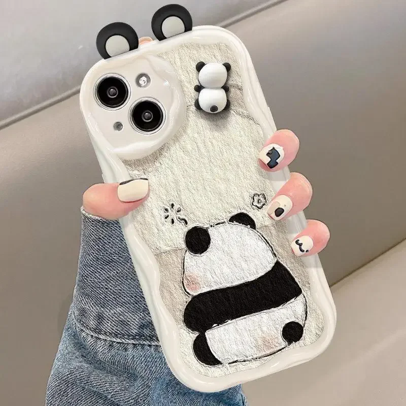 3D Rabbit Ears Panda Bear Frog Eyes Phone Case For OPPO Reno 7 4G 11 5 6 4 8 Pro 11F 8Z 7Z 8T 5G A78 A58 A98 A79 A38 Soft Cover