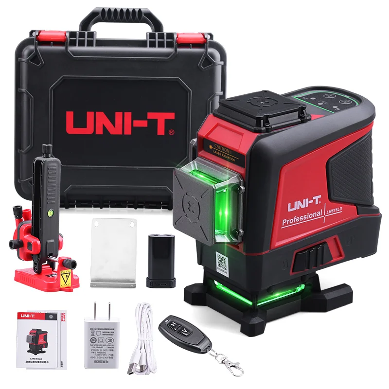 UNI-T Laser Level 3D Green 12 16 Lines 360 Horizontal Vertical Self-Leveling Cross Remote Control Nivel Professional LM576LD