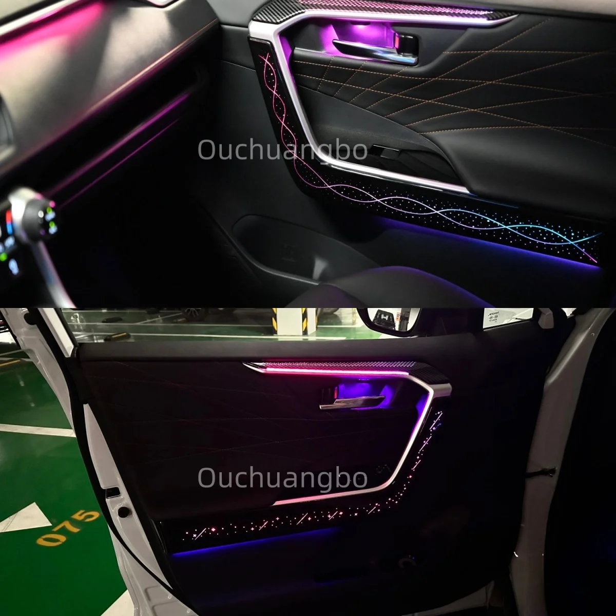 Ouchuangbo LED Ambient light For LHD RHD RAV4 2020-2025 Atmosphere Lighting Kit Door Panel Foot Trim Backlight Decoration