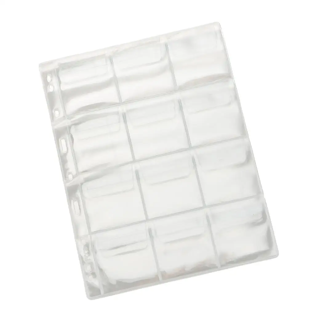 10Pages/12Pockets Clear Capsules Case Holders Album Book Pages Sheets