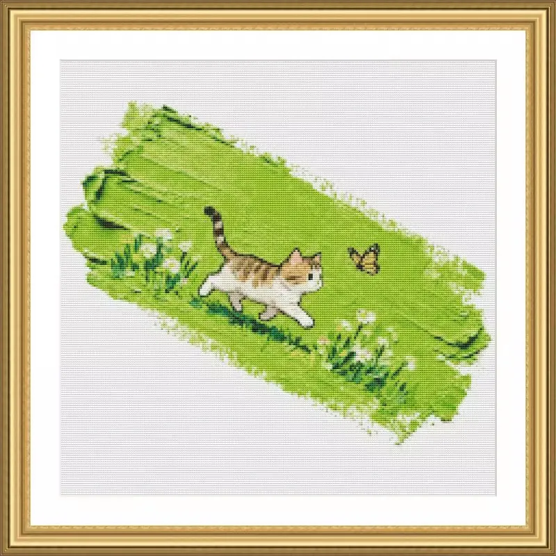 

ZZ8005 ZZ7992 ZZ7988-Cat 11CT 18CT 14CT 16CT Печать Холст Вышивка крестиком DIY Набор Рукоделие Вышивка 3 стиля