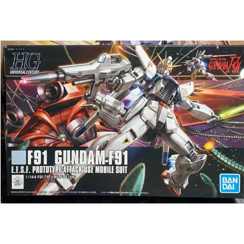 Bandai – figurine originale HGUC 1/144, modèle d'assemblage F91 Gundam, jouets mobiles articulés, cadeau de collection pour enfants, ornements