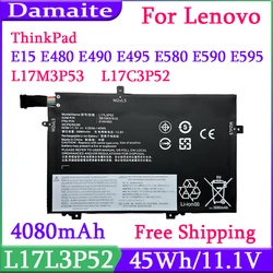 L17L3P52 For Lenovo ThinkPad L480 L490 L580 L590 L14 L15 Series Laptop Battery 01AV464 L17M3P54 01AV465 L17C3P52 45Wh
