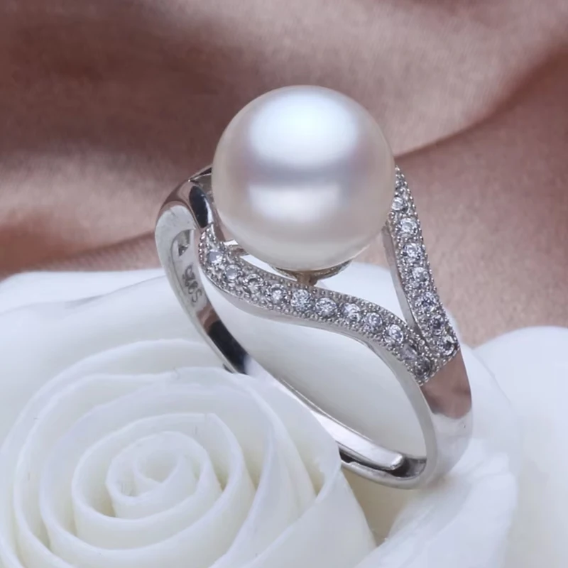 مجوهرات لؤلؤ المياه العذبة الطبيعية من ZHBORUINI خواتم فضة إسترليني للنساء خواتم زفاف من الزركون عالية الجودة هدية #3