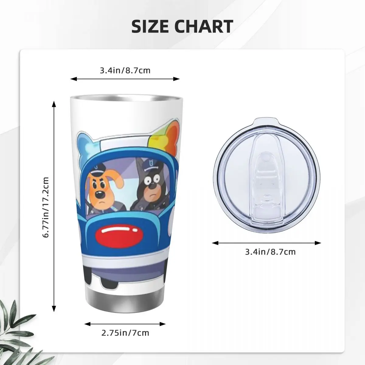 Sheriff Labrador Babybus Topper Cake Stainless Steel Tumbler Vacuum Insulated Mug Thermal Cold Bottle Straw With Lid 20oz