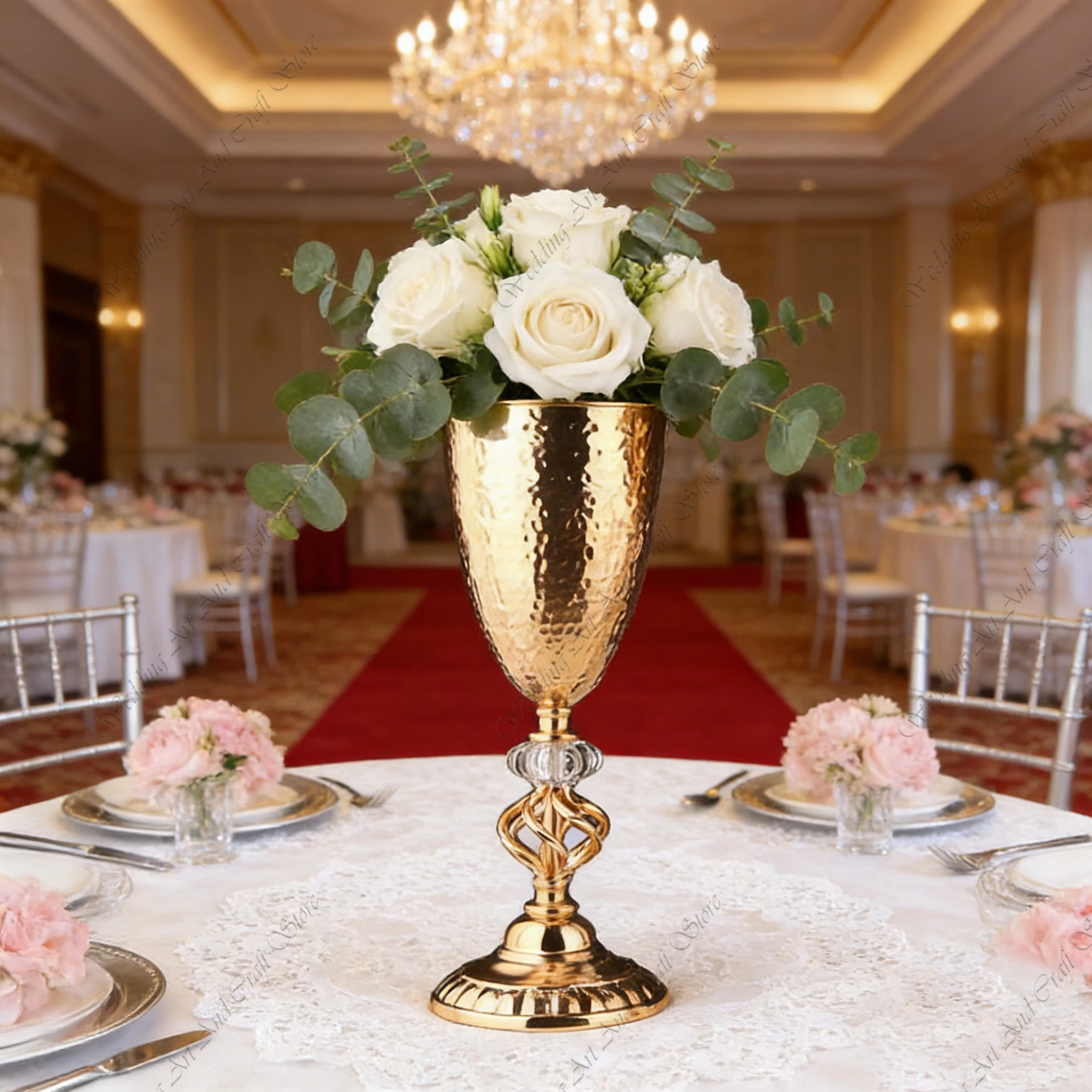 

10cs f30 40-85cm Golden Metal Geometric Flower Vase Modern Iron Tabletop Table Centerpiece for Home & Wedding Decor ivy747