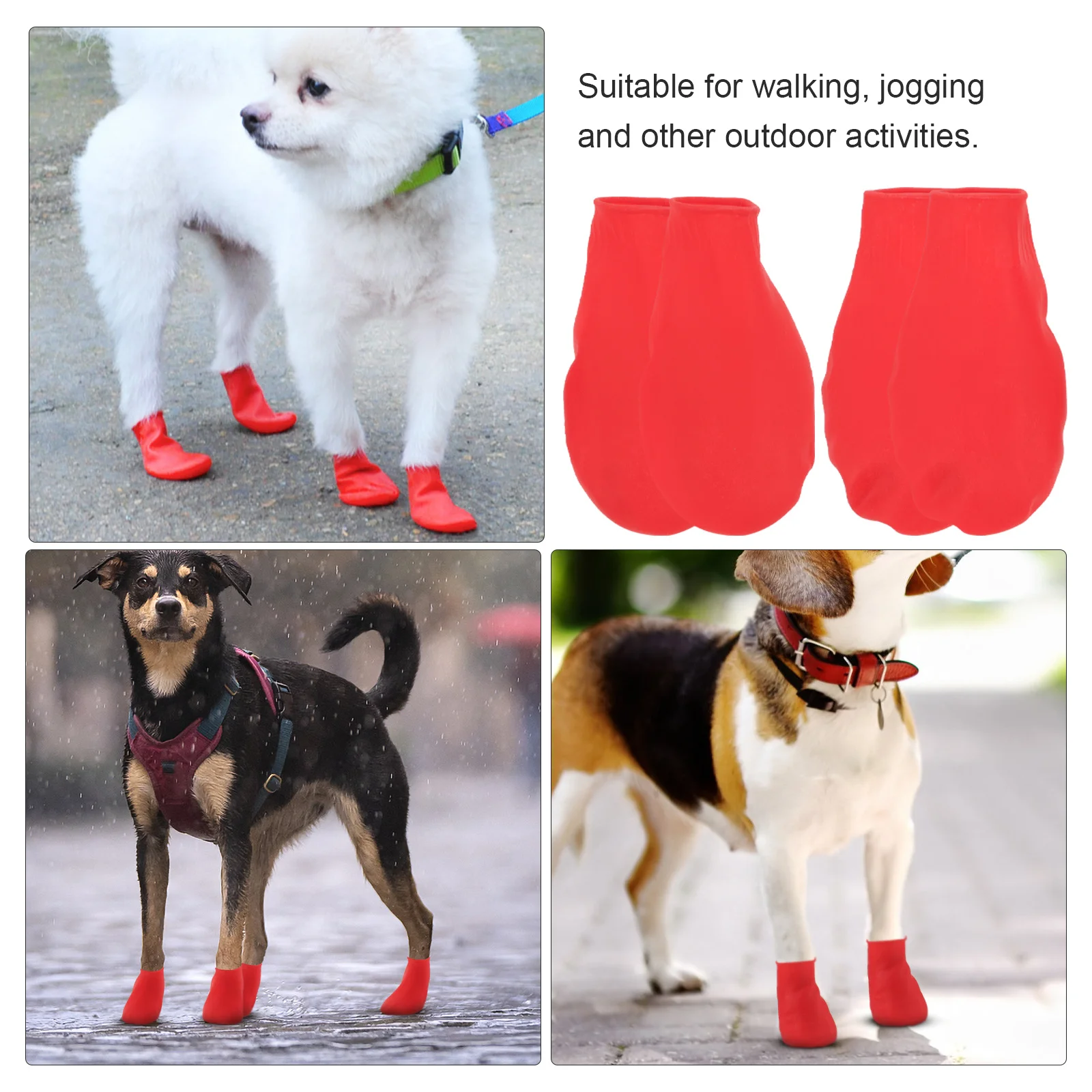 

4Pcs Pet Waterproof Shoes Dog Rain Boots Non-Slip Sole Lightweight Protective Outdoor Walking Jogging Convenient Puppy Shoes