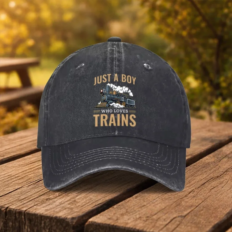 Steaming Train Print Baseball Cap Unisex Duckbill Hat for Outdoor Sports Fitness Travel