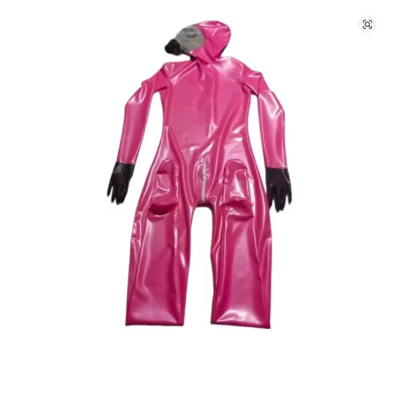 Latex Gummi women's sportswear set, rubber jumpsuit, handmade clothing jumpsuit