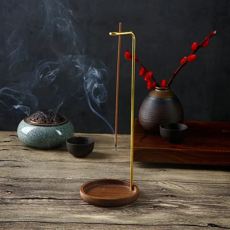 Plate Supplies Incense Wooden Down Home Holder Burner Upside Creative Catcher Decor Buddhism Brass Ash