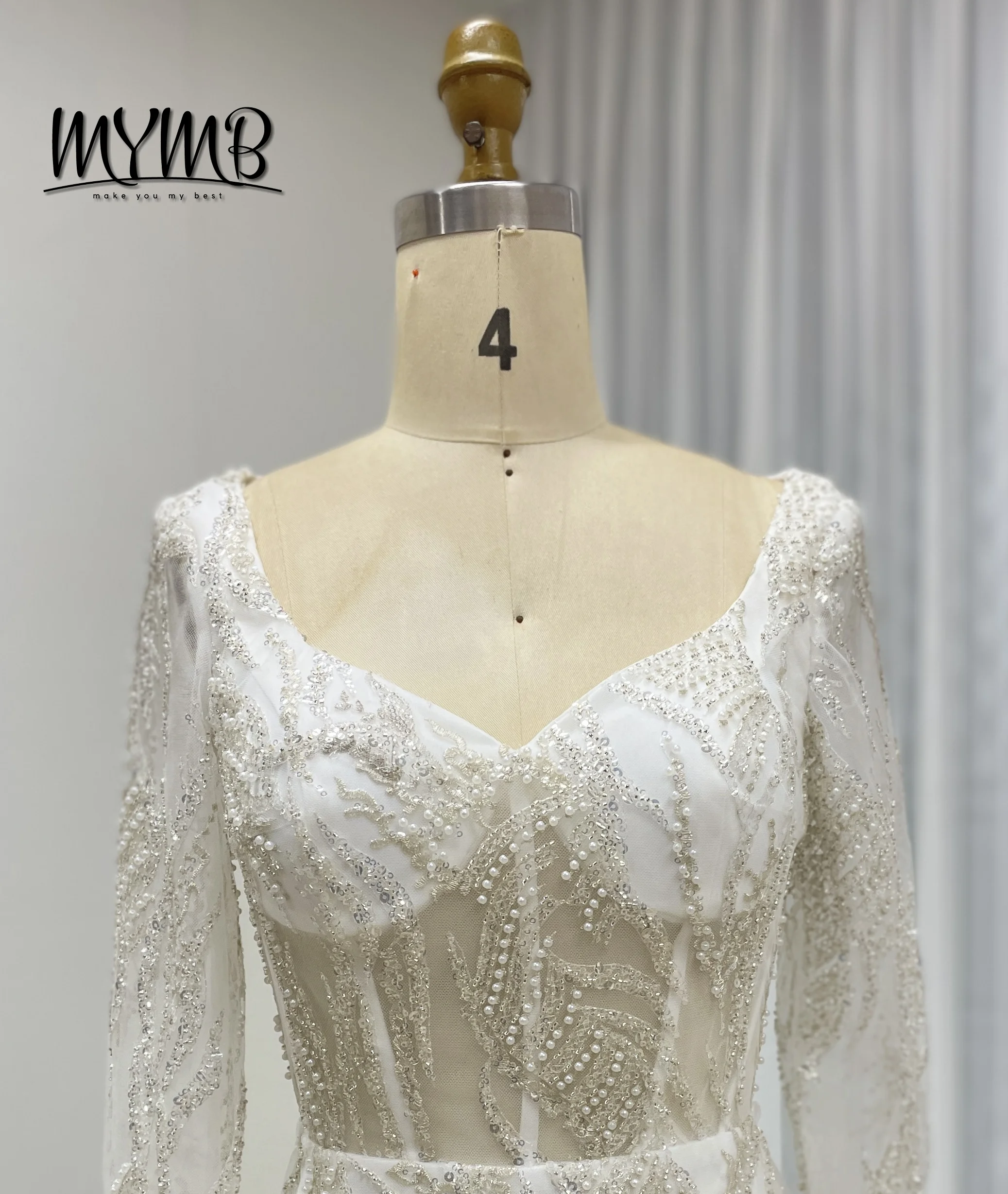 MYMB Luxe Zeemeermin Witte Avondjurken Vonken Lovertjes Kralen Bruiloft Avondjurk voor een Gast Avond MY20004-2