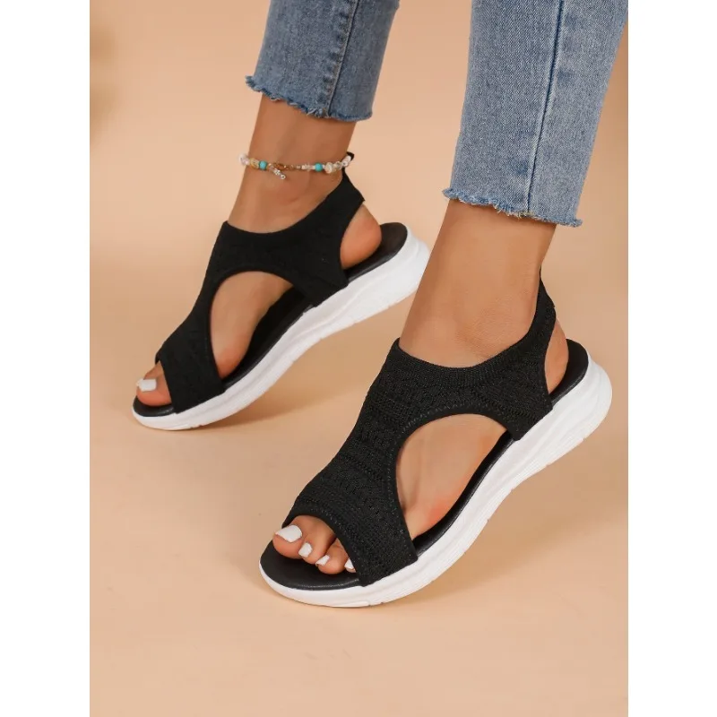 

2024 Summer New Platform Sandals for Women Leisure Sport Lightweight Wedge Heeled Diamondback Flying Woven Roman Women Sandals