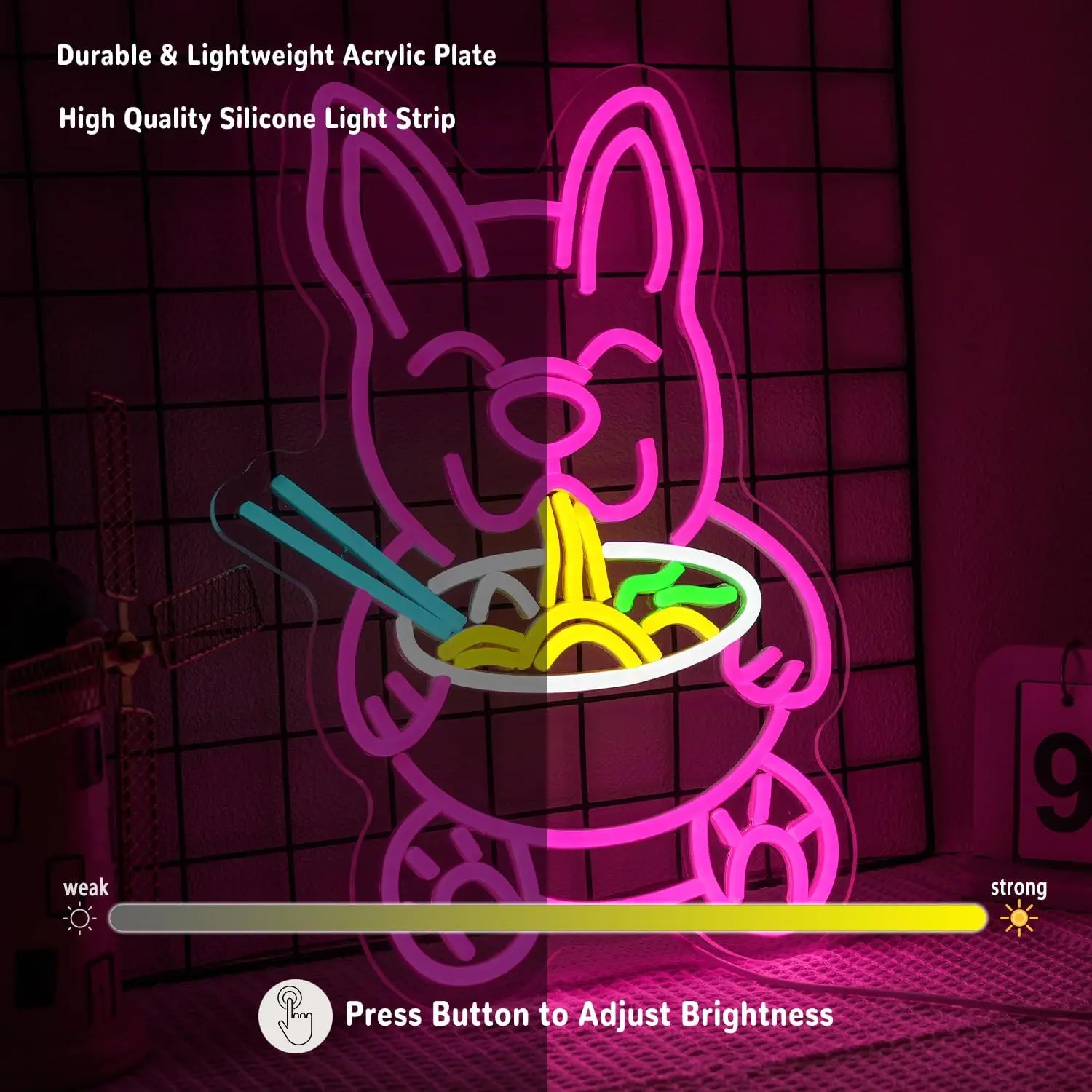 الكلب رامين النيون تسجيل USB عكس الضوء LED ضوء النيون لمطعم الحيوانات الأليفة متجر مول الديكور المعكرونة تضيء تسجيل #5