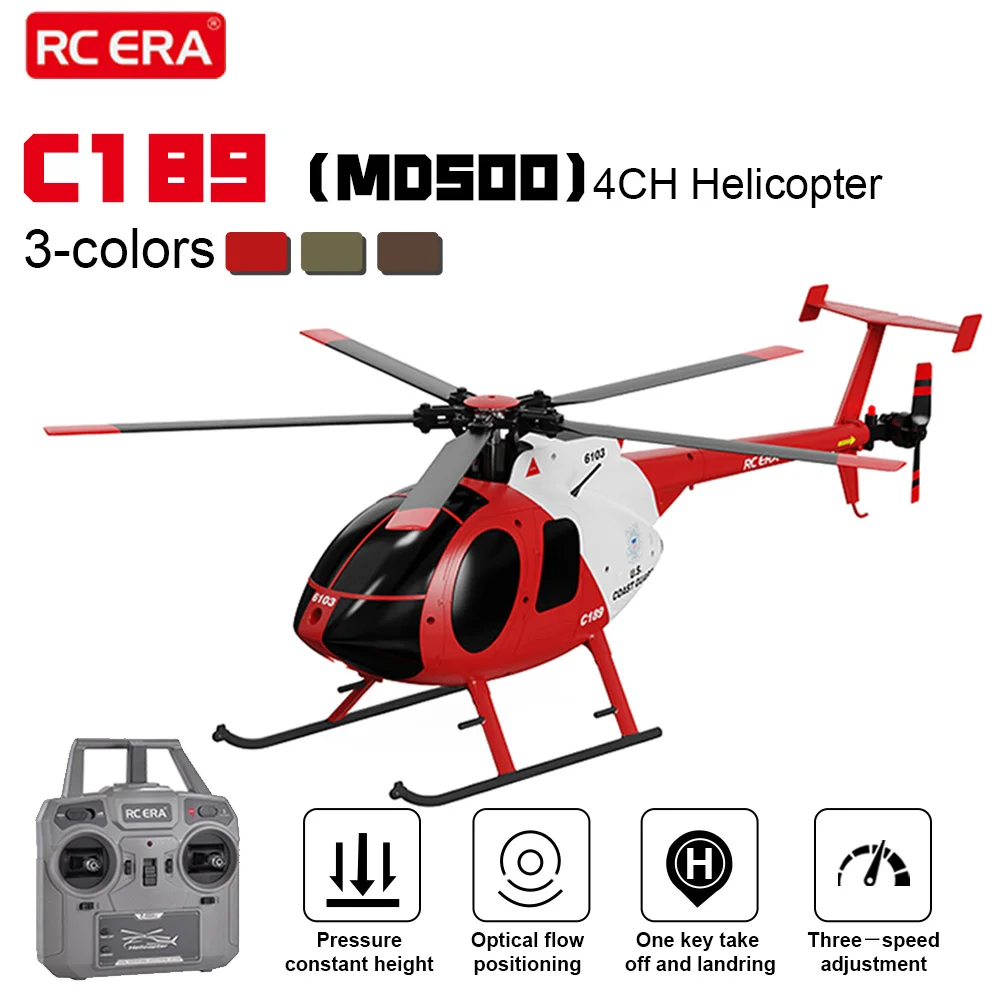 RC ERA C189（MD500）4CH Helicopter 1/28 15min Flight 6-Axis Gyro Dual Brushless Optical Flow Positioning Remote Control Airplane