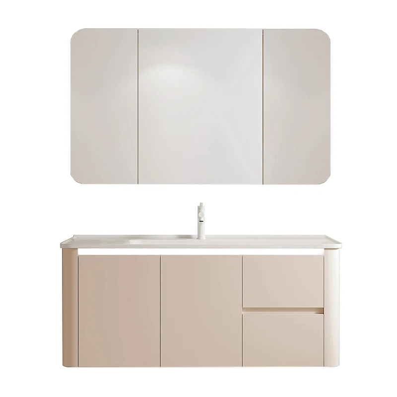 

Simple modern bathroom intelligent integrated ceramic basin rounded corner hand wash face bathroom cabinet combination