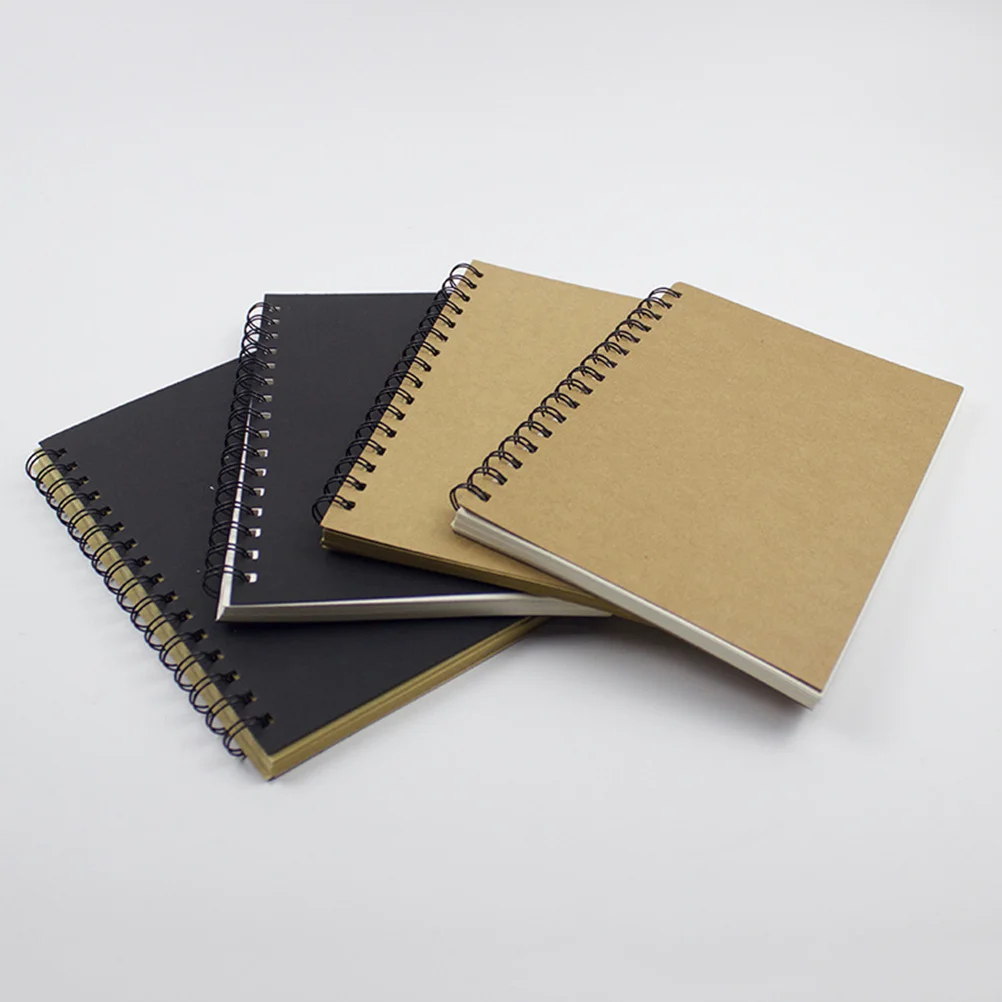 

A5 Vintage Spiral Notebook Kraft Paper Cover for Writing Drawing Sketching Pages Lightweight Portable Diary Journal