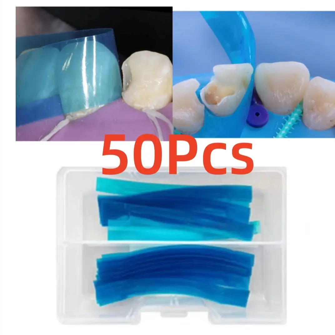 

50Pc Dental Contoured Anterior Matrix Blue Strip Resin Restoration Matrix Anterior Matrices Thickness 0.05mm Dentistry Materials