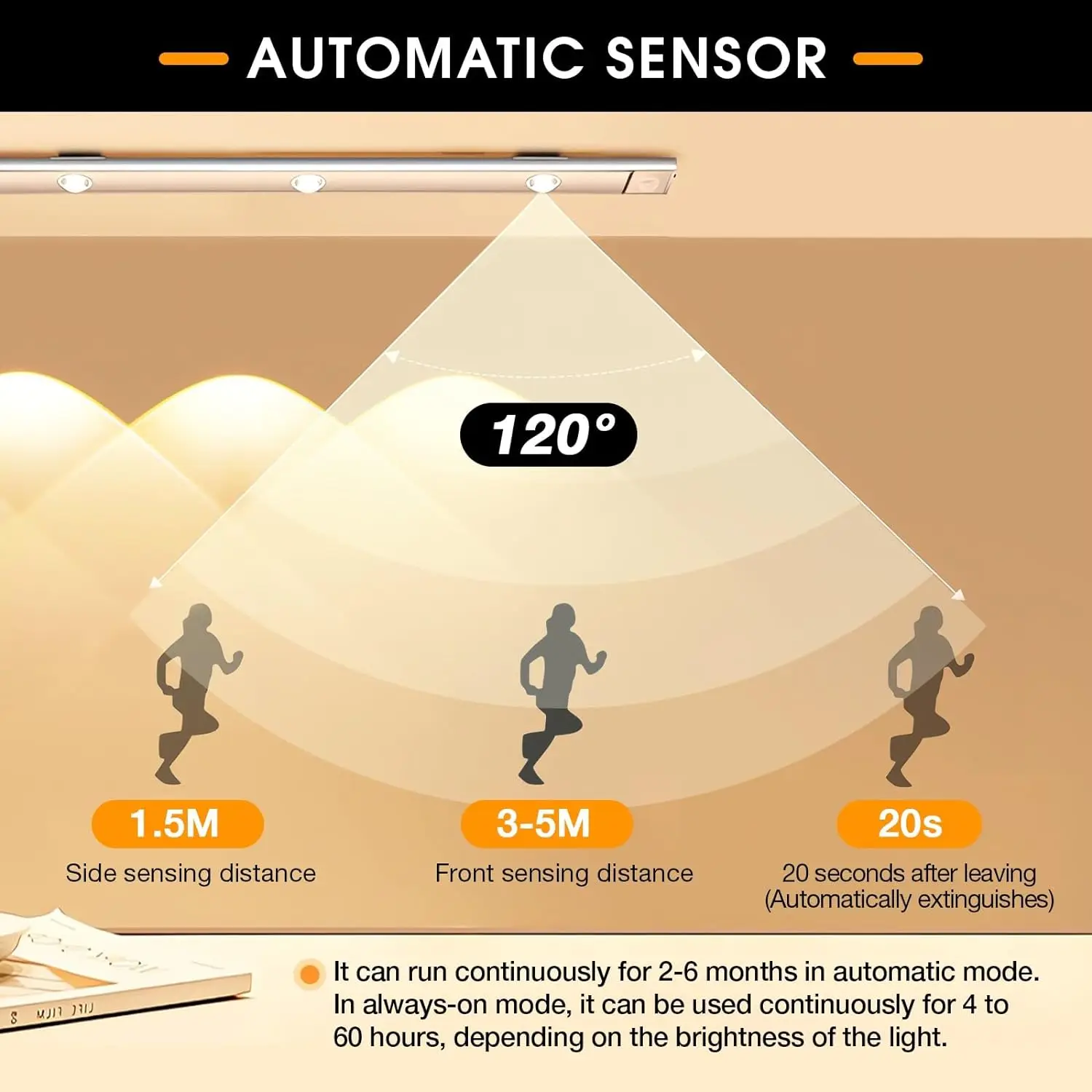 Luz nocturna Xiaomi de 50CM con Sensor de movimiento, lámpara LED de noche inalámbrica recargable por USB para habitación, mesita de noche, cocina,