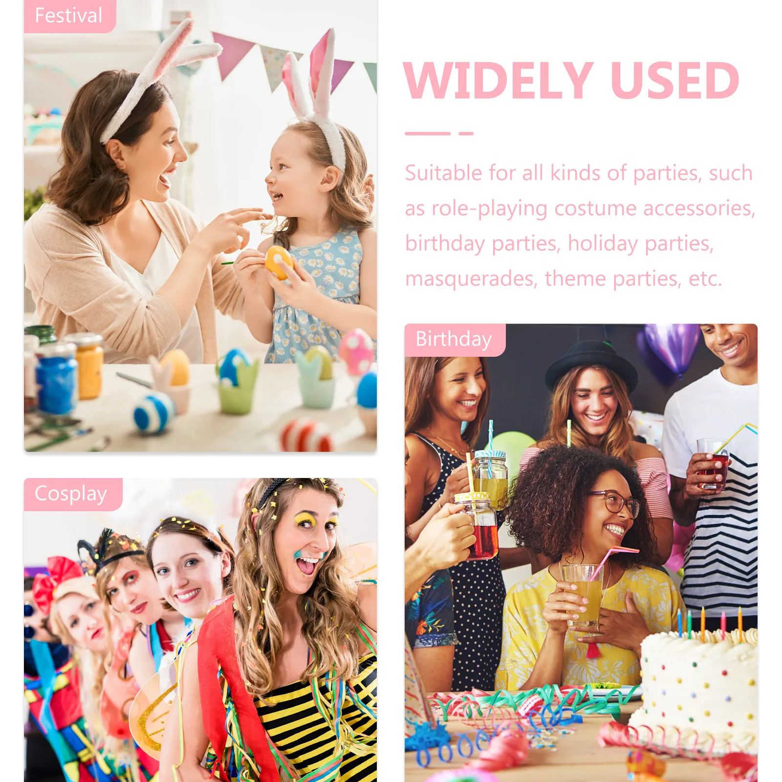 

Фланелевая повязка на голову с кроличьими ушками, аксессуар для волос для вечеринок, костюмов, выступлений, косплея, праздничный головной убор