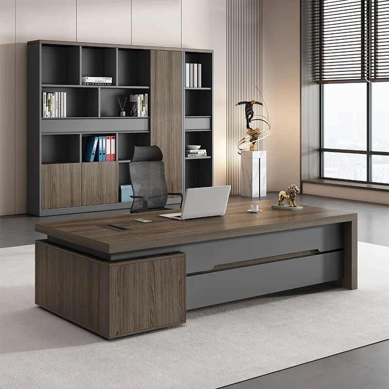 

❀zz Dark Color Modern Office Desk Mdf Boss Executive Table^