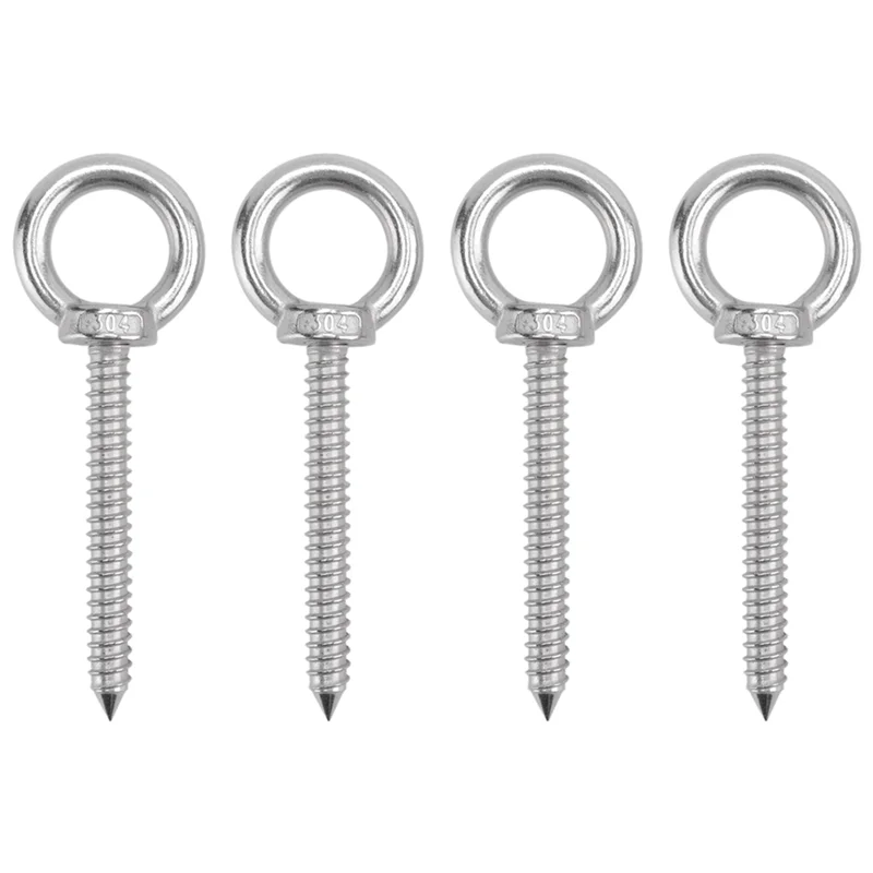 

4Pack Tapping Eyelet Screw Load Capacity 700LBS Heavy Duty Screw In Eye Hooks ( M10)-B51B