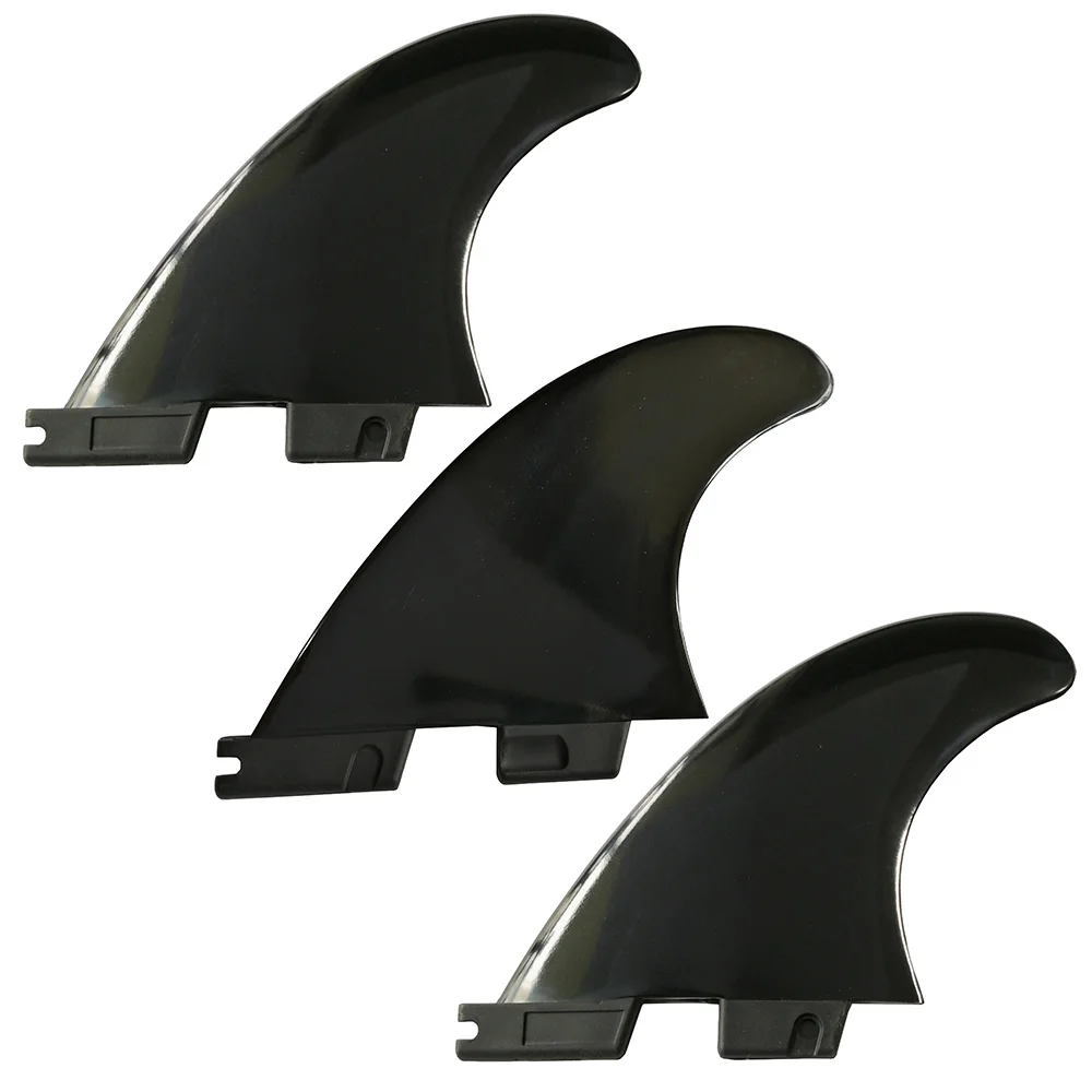 3 Stück Surf FIN F II hochwertiges Fiberglas-Kunststoff schwarz/weiß Surfbrett Größe M Surfing Tri Fins – Detail 1