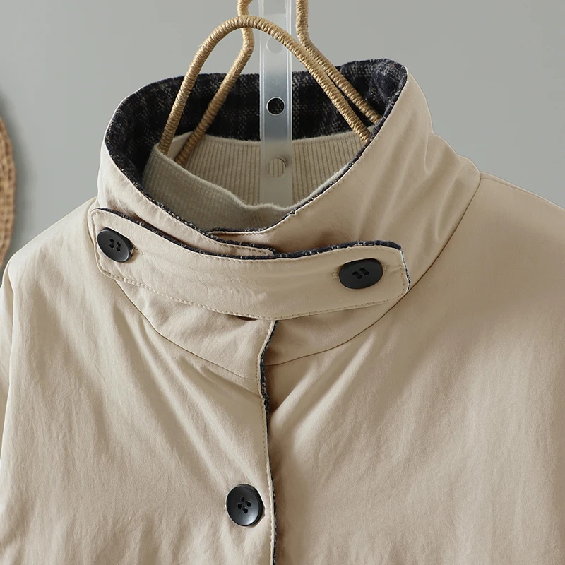 Women's Thiened ort Cotton Jaet Winter Warm Outerwear Single Button Design Faionable And Trendy Winter Coat