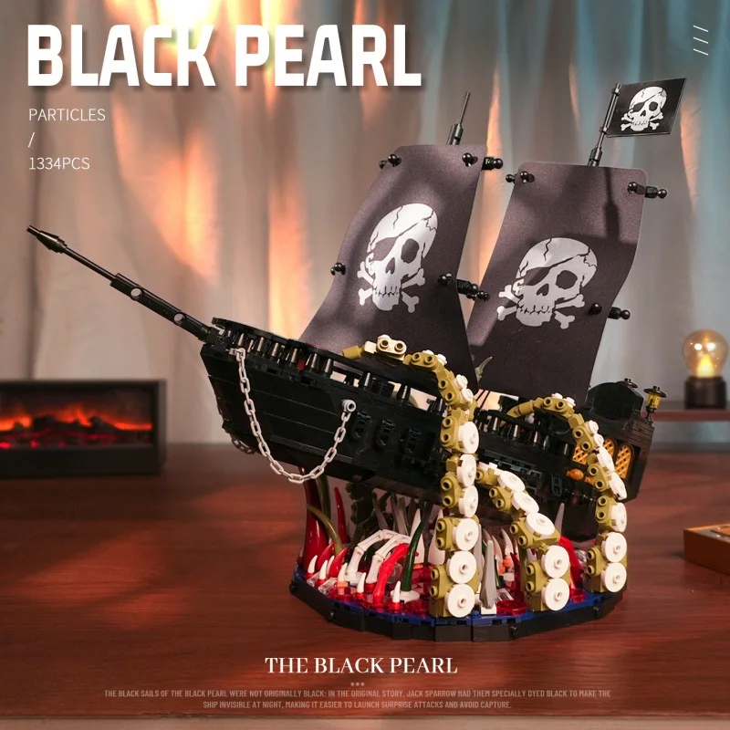 IN STOCK JD43 MOC Creativity Black Pearl Pirate Ship Building Blocks Bricks Assembling Model Toys for Boys Christmas Gift Set view 2