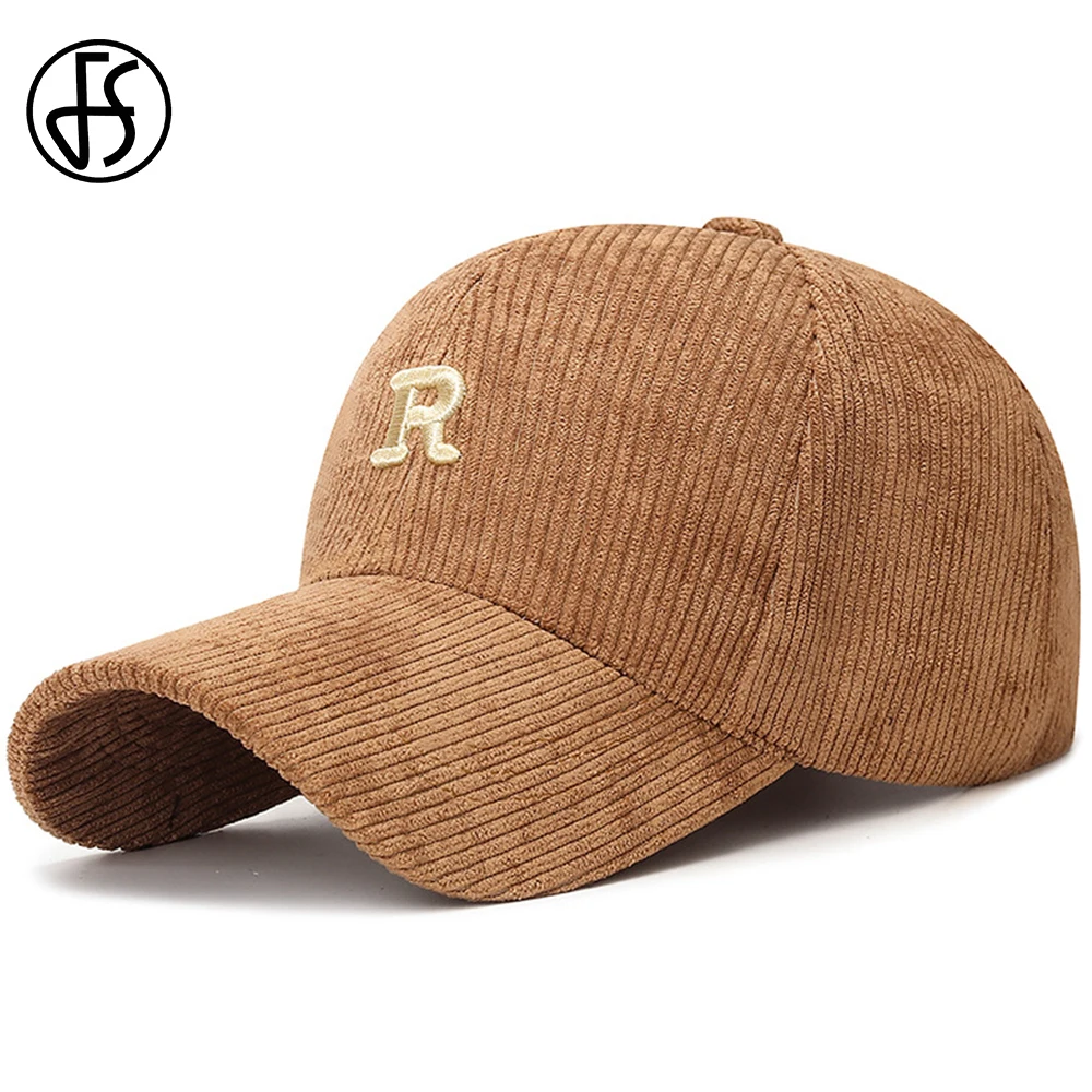 FS Outdoor Sunshade Corduroy Baseball Cap For Men Simple Letter Street Hip Hop Korean Women Hat Gray Brown Dad Caps Gorra Hombre