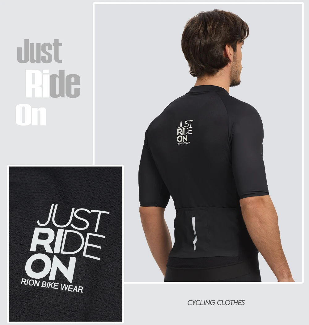 RION Herren Radsporttrikot MTB Mountainbike-Shirts UPF50+ Sonnenschutz Kurzarm Pro Fahrradbekleidung Straßenrenn-Oberteil Sommer – Detail 8