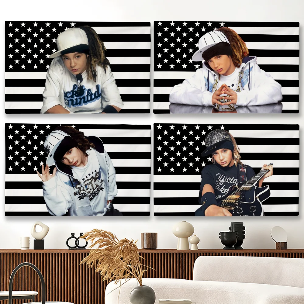Image of Singer Cool T-Tom Kaulitz USA Schwarze Flagge Geeignet für Party Club Outdoor Innenraum Wanddekoration Banner Fan-Geschenk