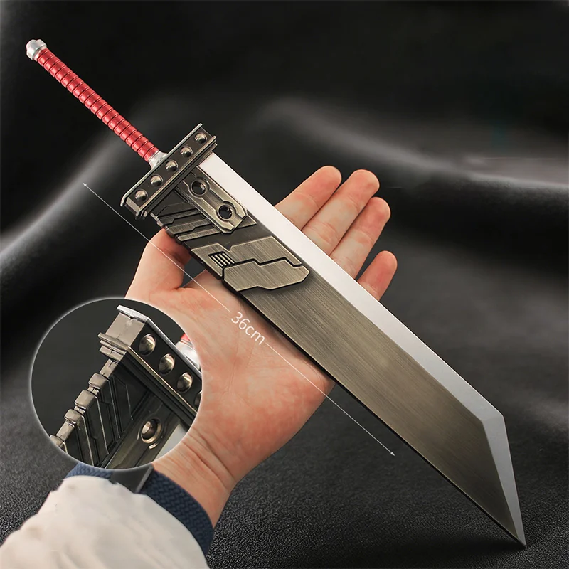 36cm Fantasy Game Peripheral Cloud Strife Buster Sword Decorative Swords Destructive Greatsword Knife Toy Model Ornament Gifts